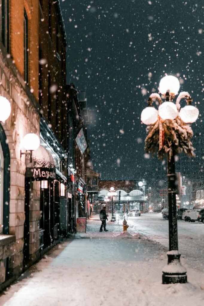 City in Winter at Dusk