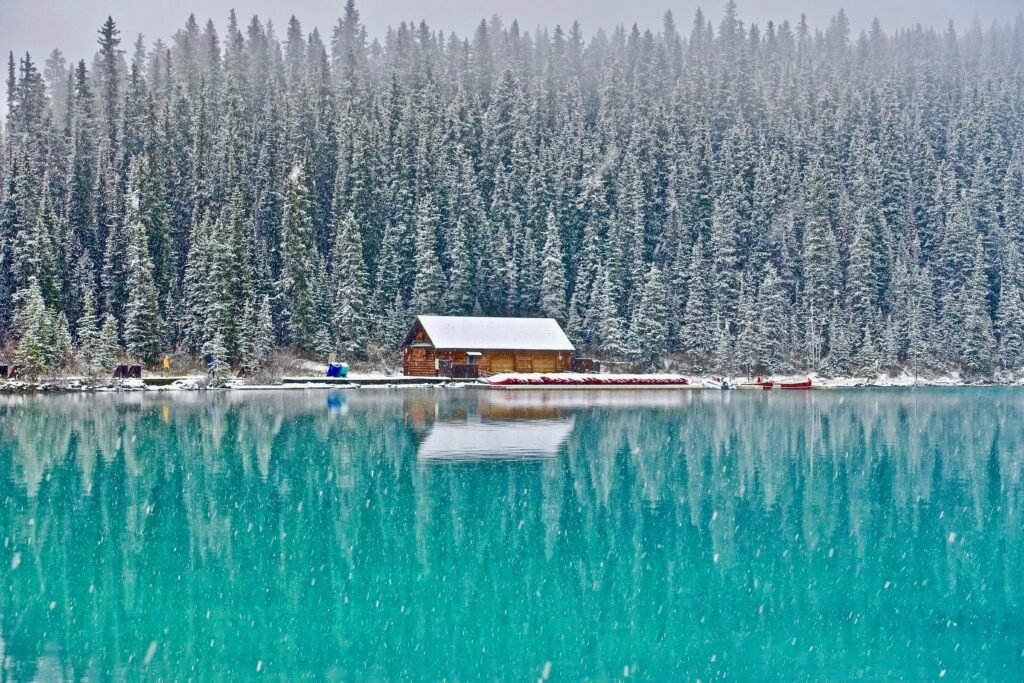 A house in Lake Louise in Fall, Alberta, Canada