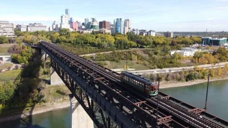 Edmonton famous streetcar on high level bridge