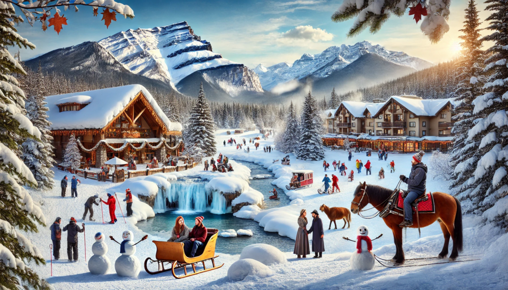 A scenic winter landscape showcasing a variety of winter activities in Banff for non-skiers
