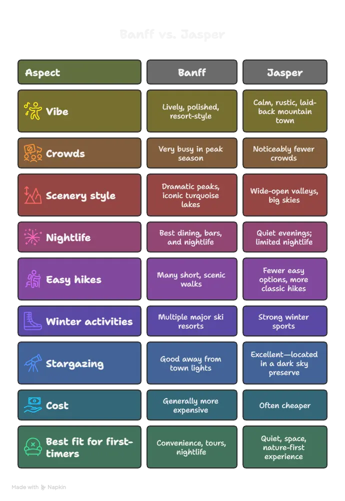 Comparison between banff and jasper